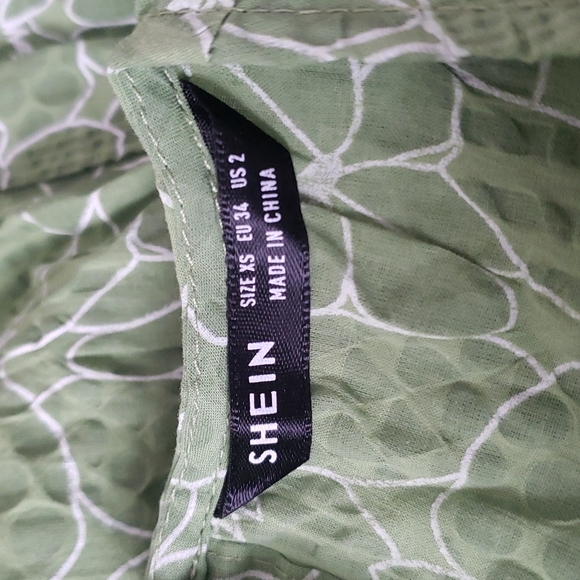 SHEIN leaf green floral print babydoll swing dress Size XS - Picture 5 of 7